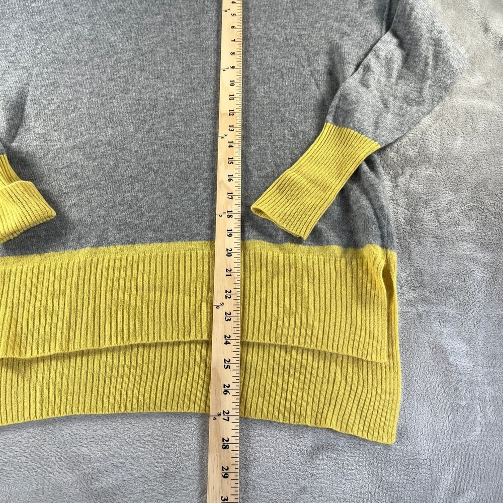 TJX Europe Cashmere Turtleneck Sweater XL Gray Yellow Colorblock Transitional - Picture 6 of 10